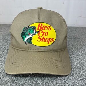 Bass Pro Shops Outdoor Fishing Trucker Tan Hat Mesh Cap Adjustable SnapBack